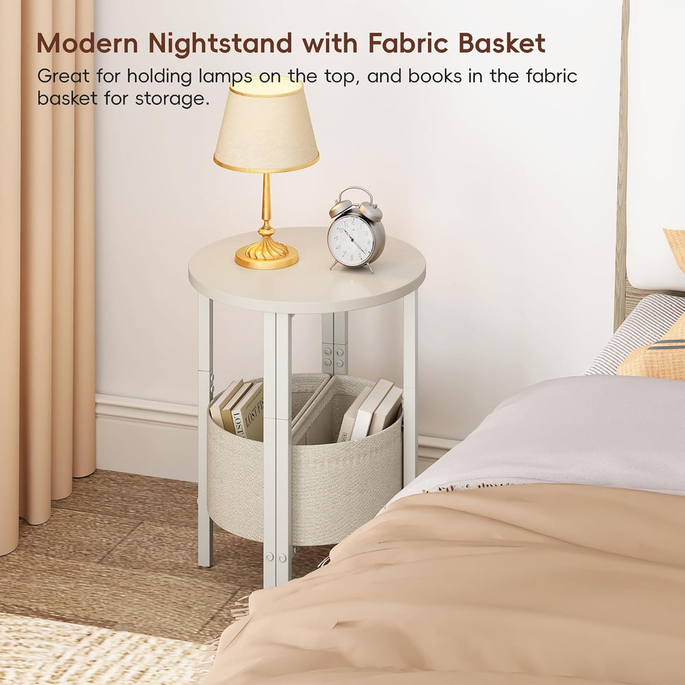 Vagusicc Small Round Side Table End Table, Tall Accent Table with Storage Bas...