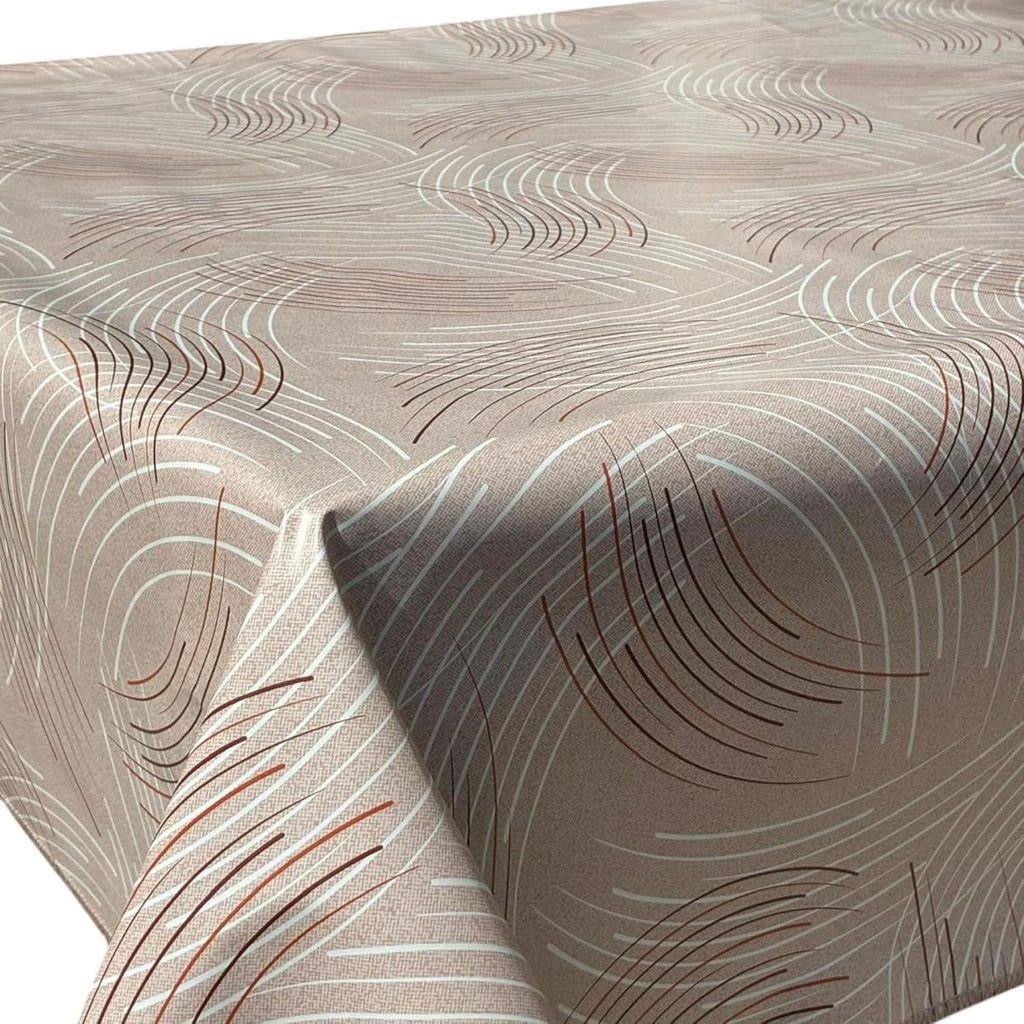 Heavy Duty Flannel Backed Vinyl Tablecloth with Flannel Backing Easy to Wipe-Clean Oilcloth Waterproof Plastic Rectangle 55x55 inch Milky Brown Table Cover