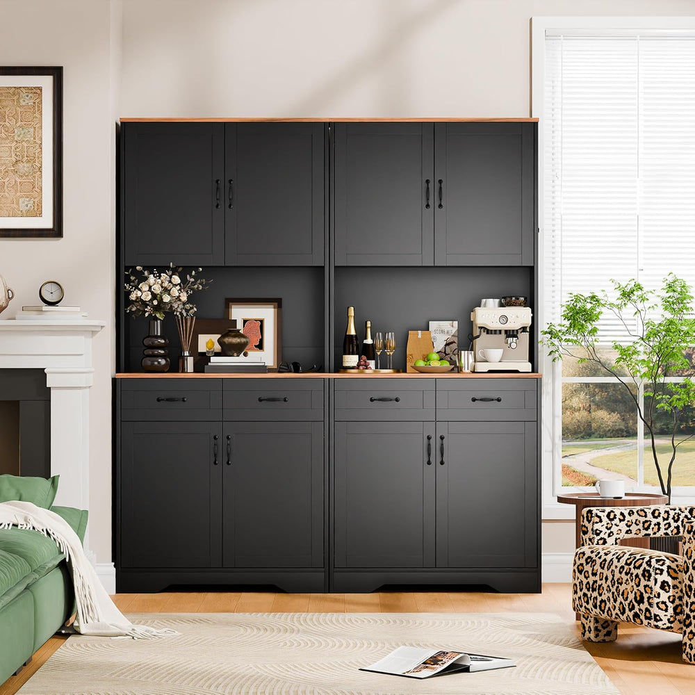 Cozy Castle Pantry Cabinet, Farmhouse Kitchen Hutch Cabinet with Storage Draw...
