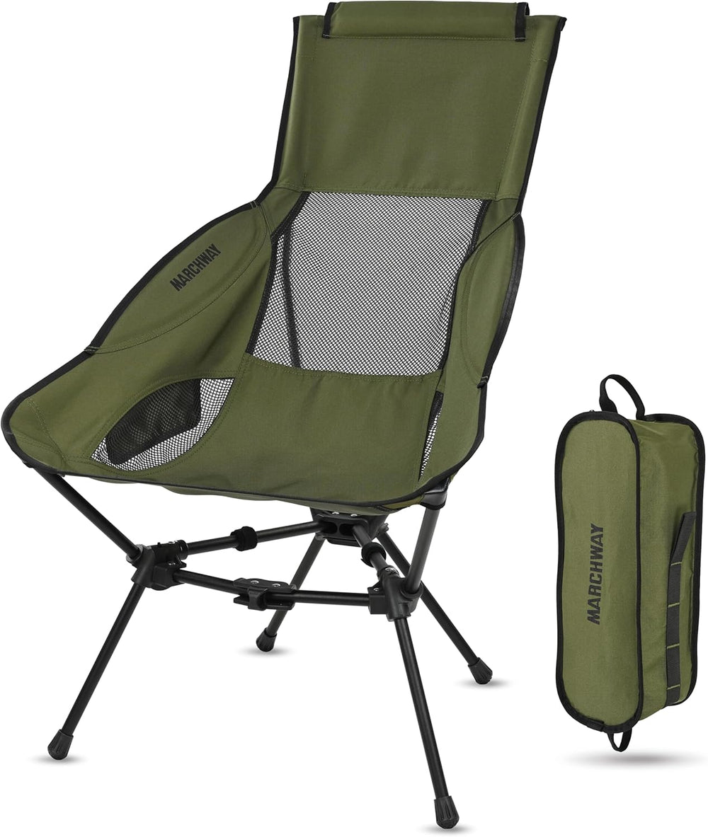 MARCHWAY Lightweight Folding High Back Camping Chair with Head Support, Stabl...