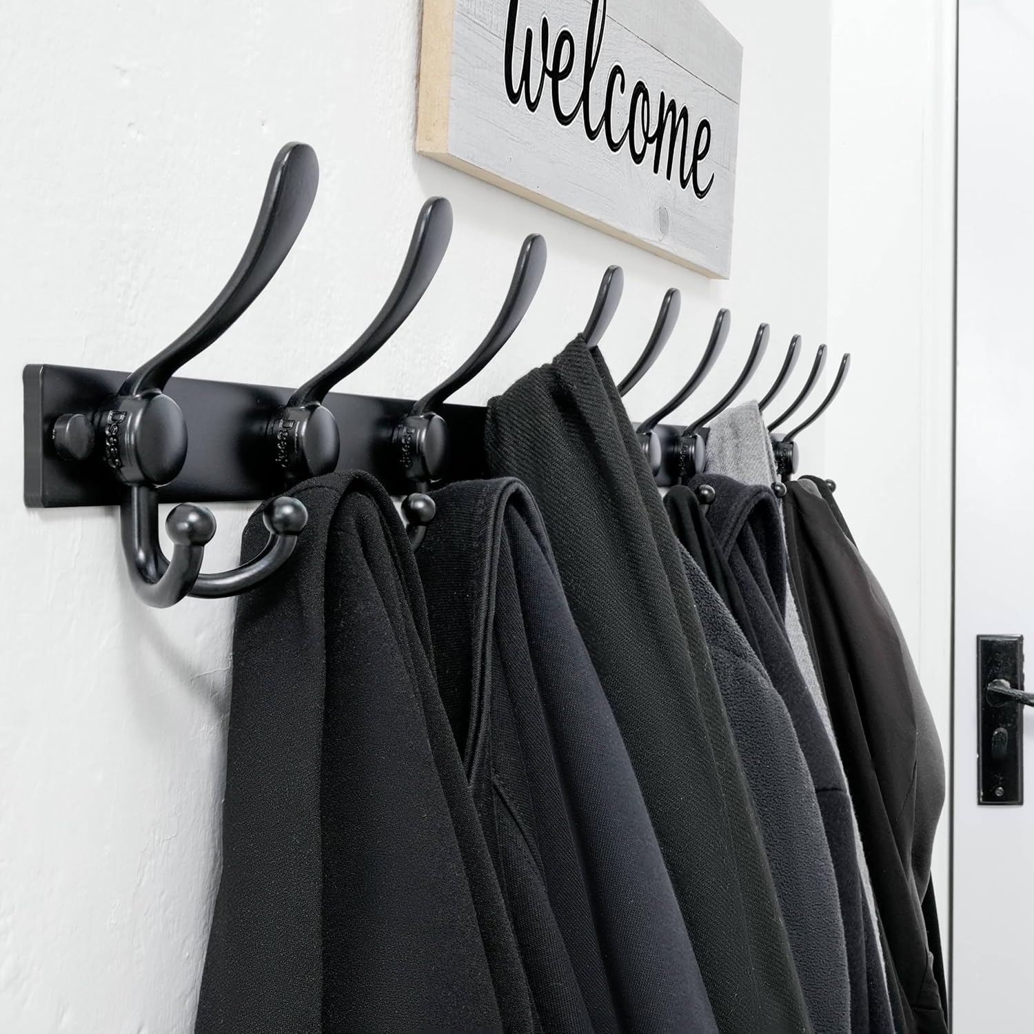 Dseap Coat Rack Wall Mount 2.0 Pro: Heavy Duty 300% Thicker, 16" Stud Mount, Stainless Steel Wall Coat Hooks Hanger for Clothes Jackets Hats Entryway Closet, MaxStrong Series, White