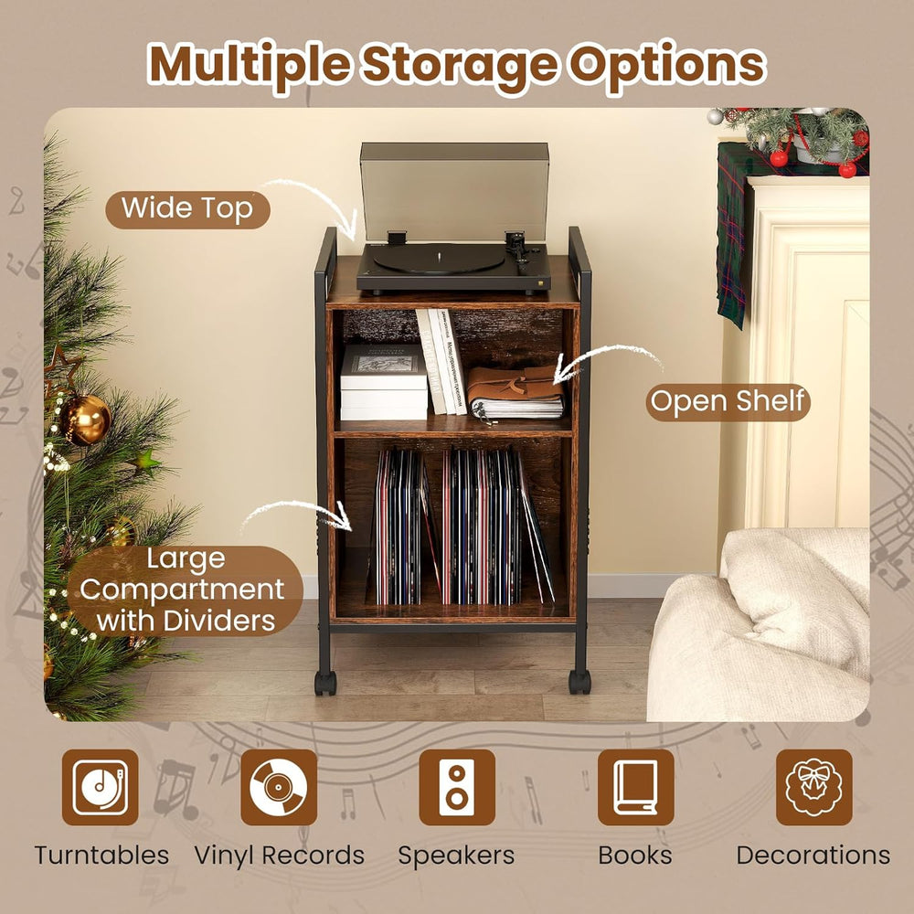 Giantex Record Player Stand with Charging Station, Mobile Turntable Stand wit...