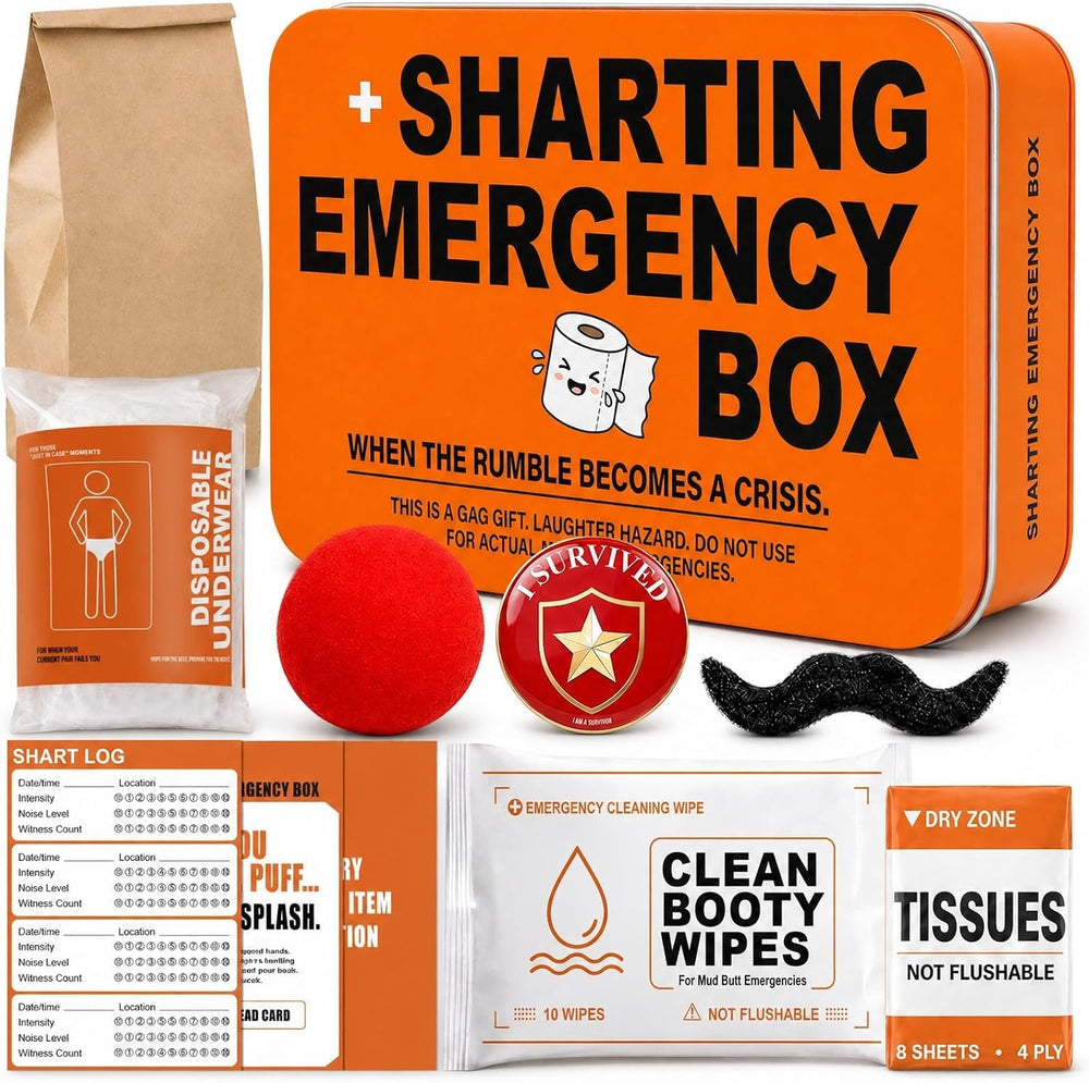 Funny Sharting Survival Kit, White Elephant Prank Gag Gifts for Men
