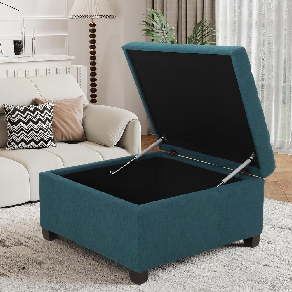 32 inch Large Square Storage Footstool Coffee Table with Lifting Platform, Am...