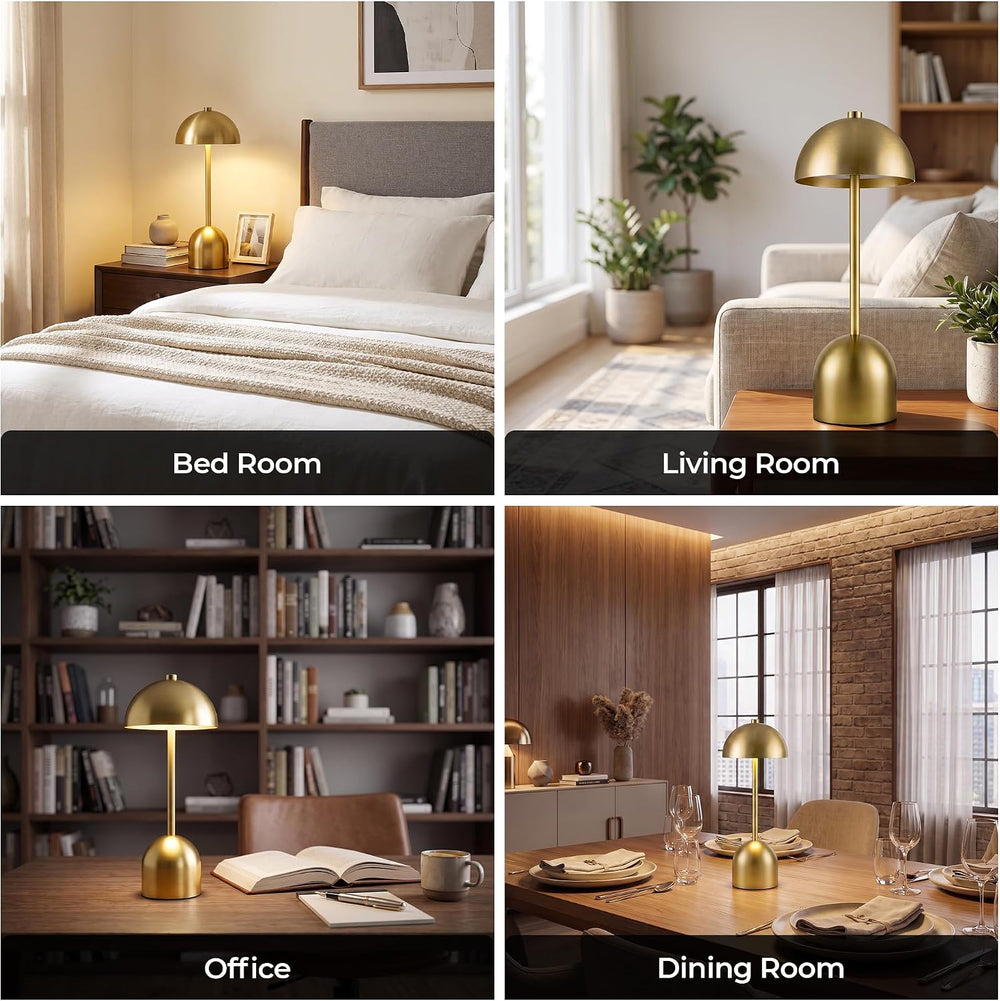Cordless Table Lamp Rechargeable Gold 2 Pack