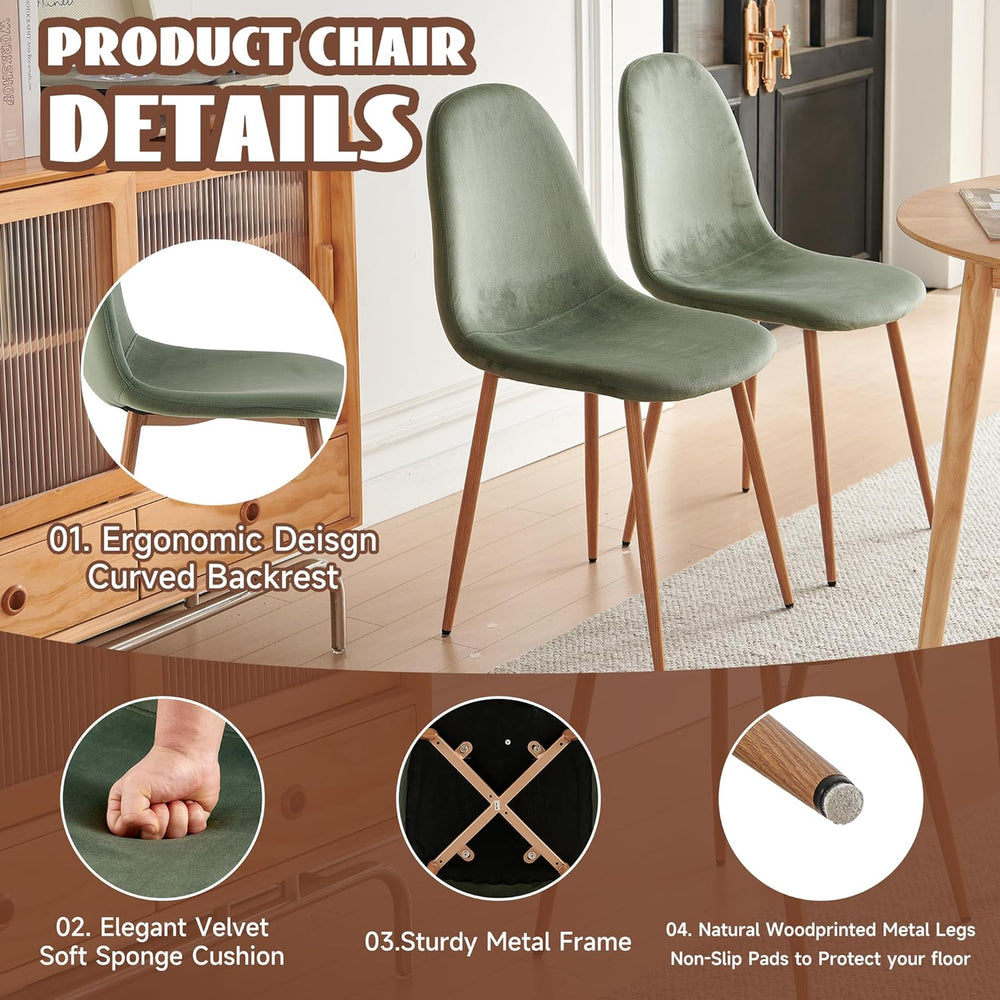Small Oak Round Dining Table Set for 4, Modern 35'' Kitchen Coffee Ta...