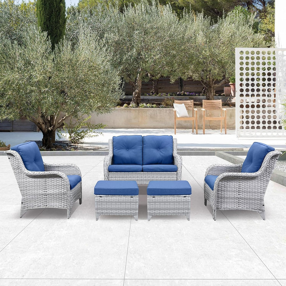 Belord Outdoor Furniture Ottoman Set of 2 Patio Seating Footstool All-Weather...