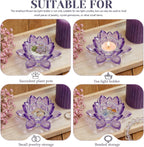 Crystal Flower Jewelry Tray, Luxury Transparent Decorative Trinket Dish for Rings, Earrings, Necklaces, Keys for Vanity Dresser Nightstand, Elegant Gift for Women Mother's Day (1, 4.4"(w) - Purple)
