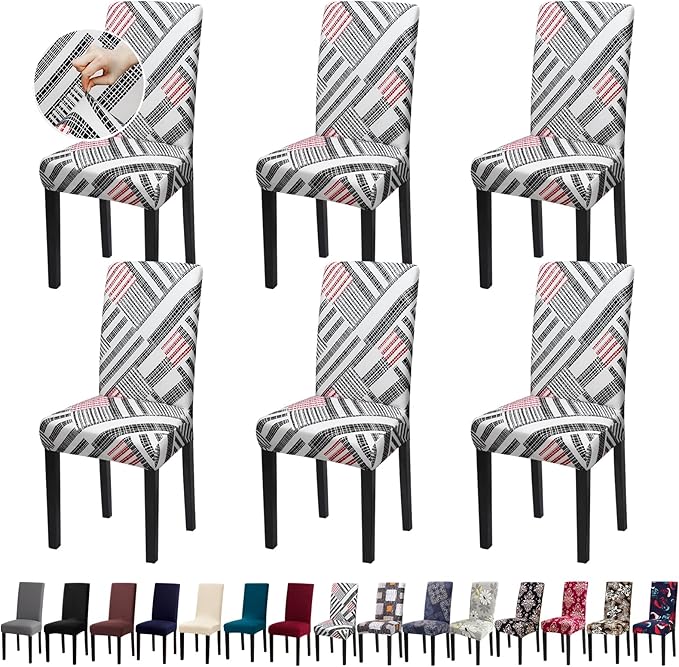 Dining Room Chair Covers - Stretch Kitchen/Dining Room Set of 6 - Removable Washable Slipcovers for Home, Hotel, Banquet