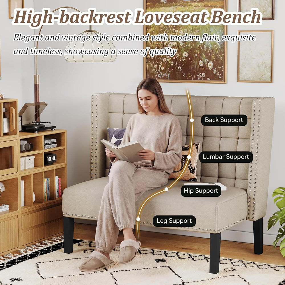Andeworld Modern Loveseat Settee Bench Sofa Couch, Upholstered Banquette Dini...