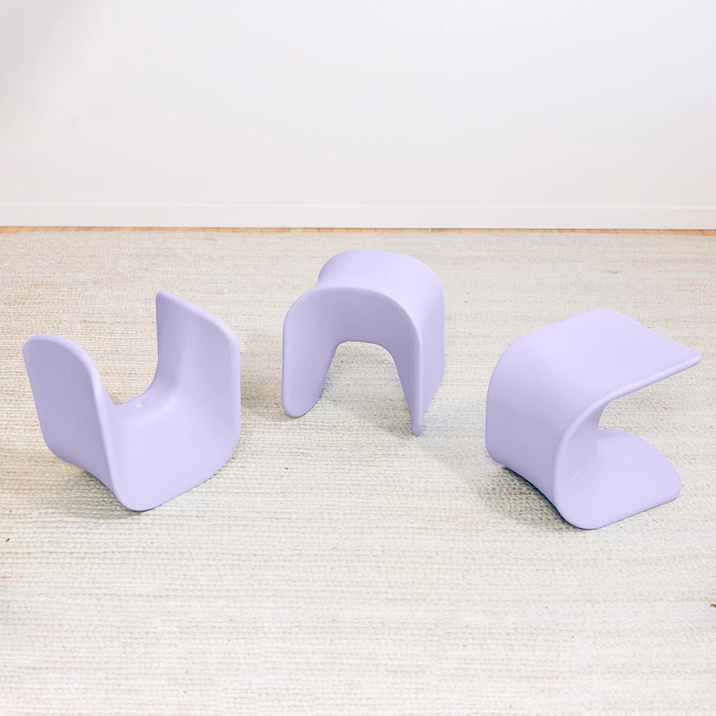 ECR4Kids Wave Seat Perch Stool, 14in - 15.1in Seat Height, Flexible Seating, Light Purple, 2-Pack