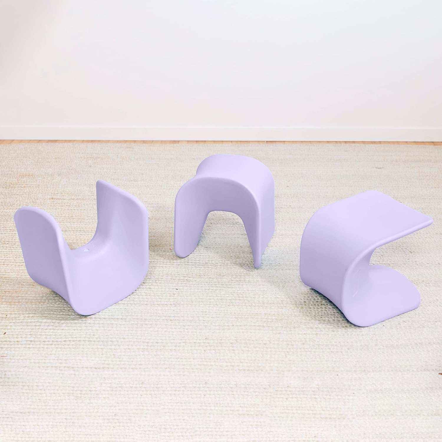 ECR4Kids Wave Seat Perch Stool, 14in - 15.1in Seat Height, Flexible Seating, Light Purple, 2-Pack