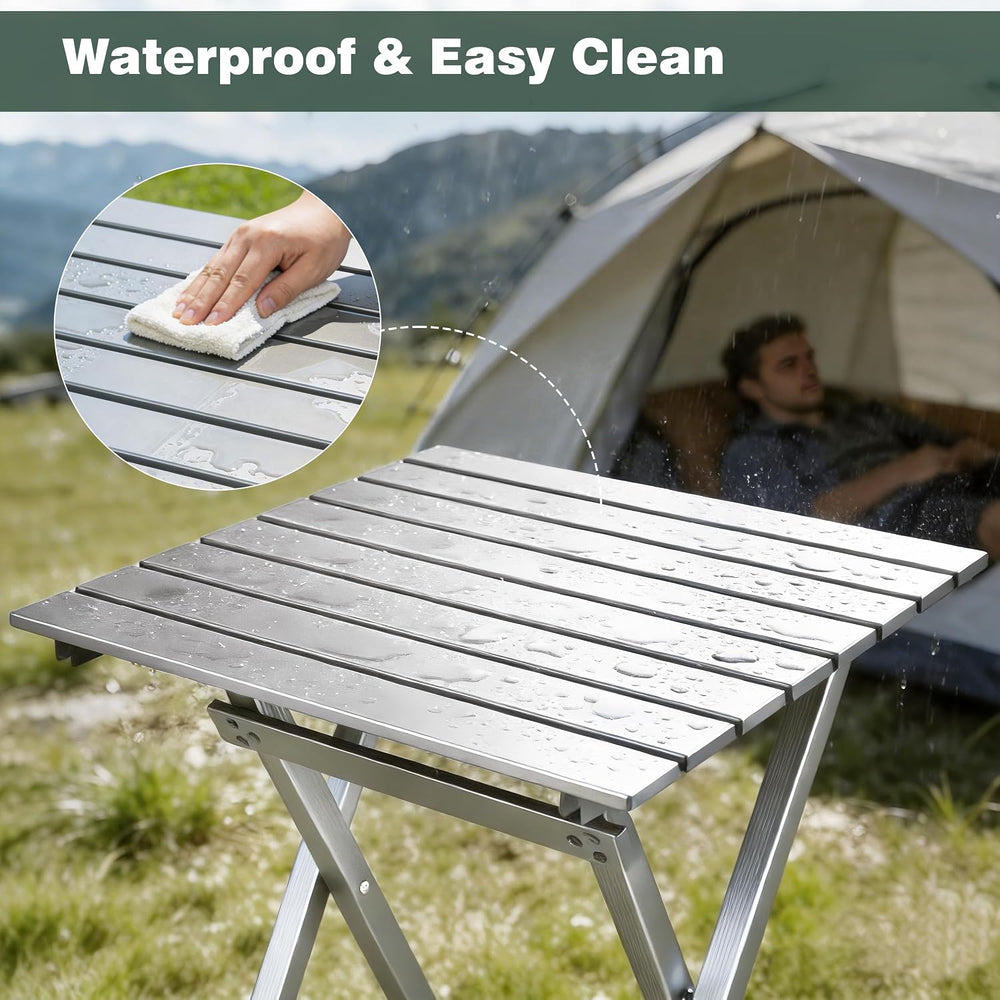 SUNNYFEEL Folding Camping Table - Lightweight Aluminum Portable Picnic Table ...