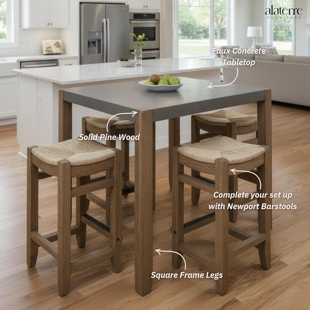 Alaterre Furniture Newport Dining Table for 4 – Rustic Industrial 42” x 36” K...