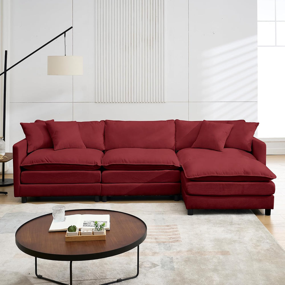 108.27" Modular Sectional Sofa, 4 Seat L Shaped Couch with Chaise | Deep...