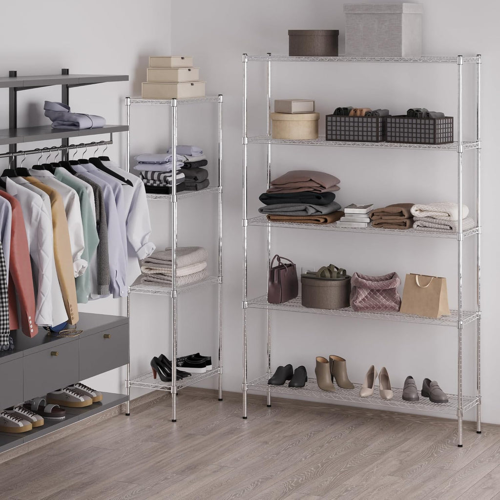 14" Deep x 54" Wide x 86" Height Wire Shelving Kit | 5-Tier | NSF Commercial Storage Rack Unit