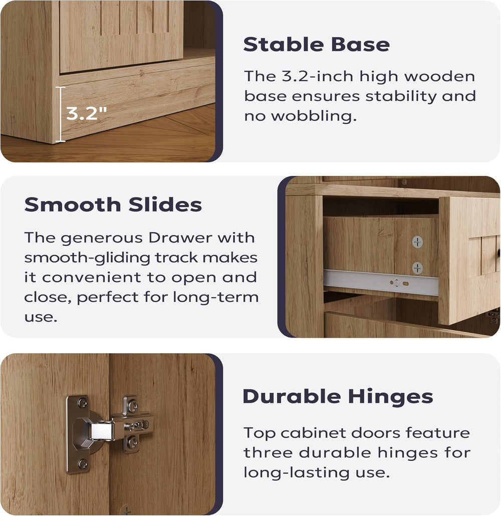 Furnify Kitchen Pantry Storage Cabinet, 71" H Farmhouse Pantry Cabinet w...