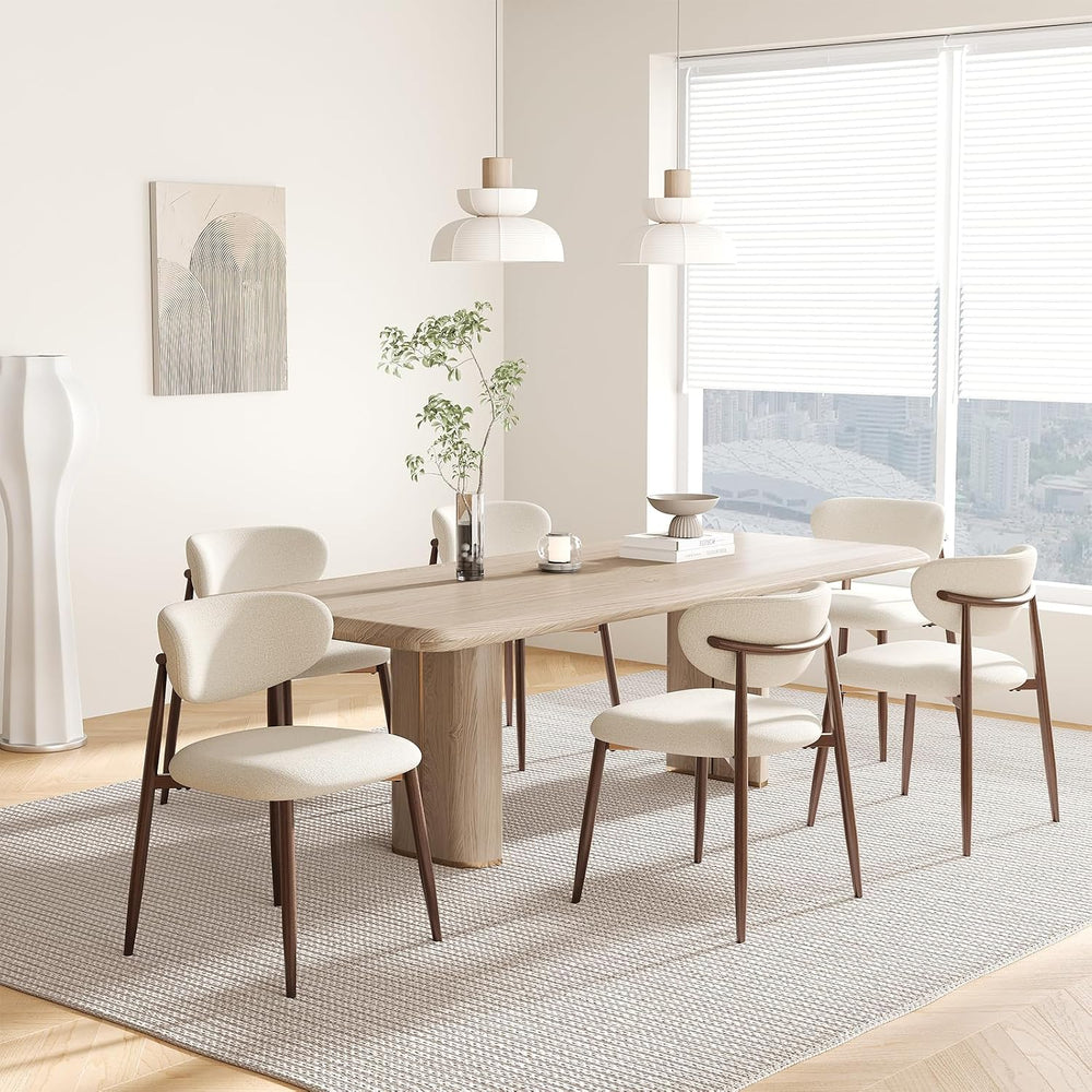 MALOL Upholstered Curved Back Dining Chairs Set of 6, Beige