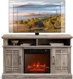 BELLEZE 48" TV Stand with 18" Electric Fireplace Heater, Modern TV Stand for TVs up to 50", Entertainment Media Stand with Open Shelves and Storage Cabinets for Living Room, Bedroom (Ashland Pine)