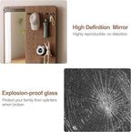 KungFuWood Full Length Mirror with Shelf and Hooks,Entry Way Mirrors for Wall,Wall Mirror with Shelf,Wall Mirror with Storage Multifunctional Design Panel,Living Room