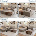 72" Oversized Double Chaise Lounges Indoor, Upholstered Corduroy Oversized Chaise Lounge Chair, Modern Sleeper Loveseat Chair Boneless Cloud Couch for Living Room Bedroom Reading (Camel)