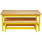 Amazon Basics Indoor Kids Picnic Table and Bench Set, Natural Solid Pine Wood, Activity Table for Art, Craft, Reading, Learning