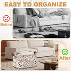 32L Large Storage Bins with Handles, Basket Organizer for Shelves, Closet, Books, Laundry & Home Decor (Pink Leopard Print)