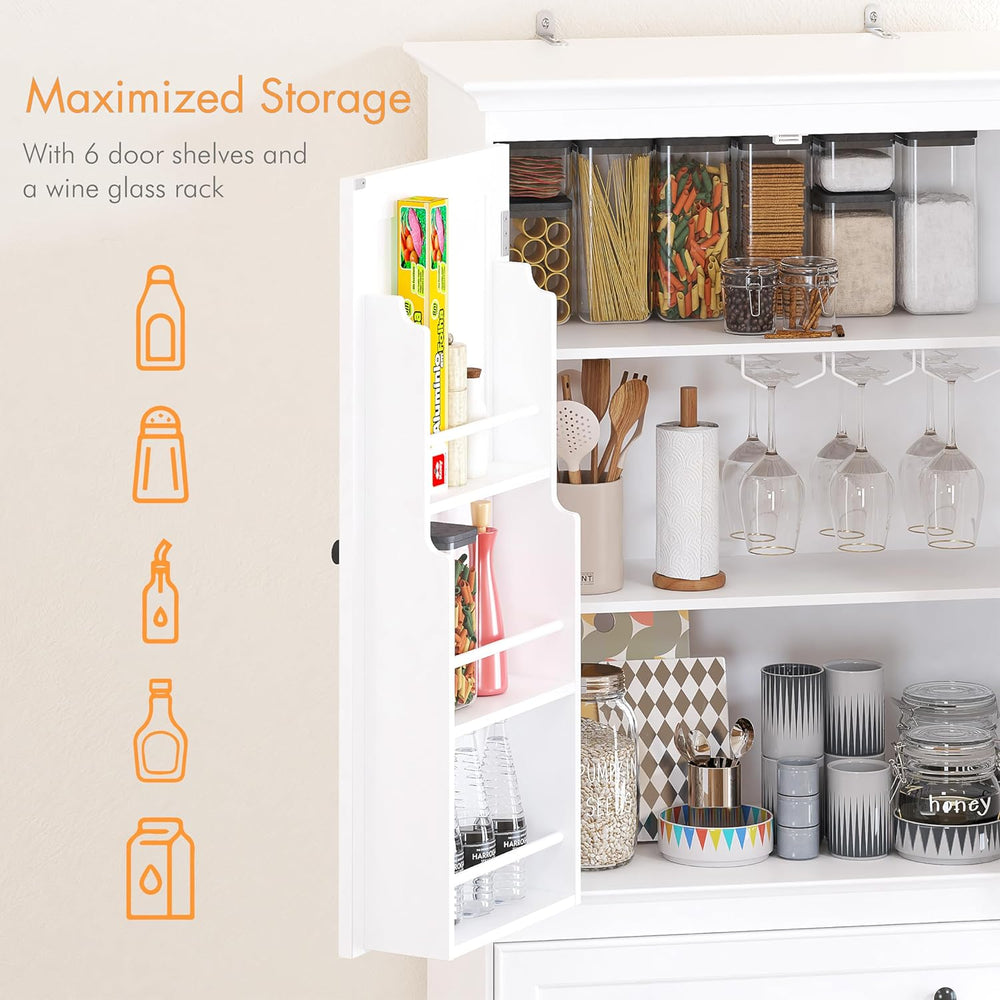 Spirich 71'' Tall Kitchen Pantry Cabinet, Wood Food Pantry Cabinet wi...