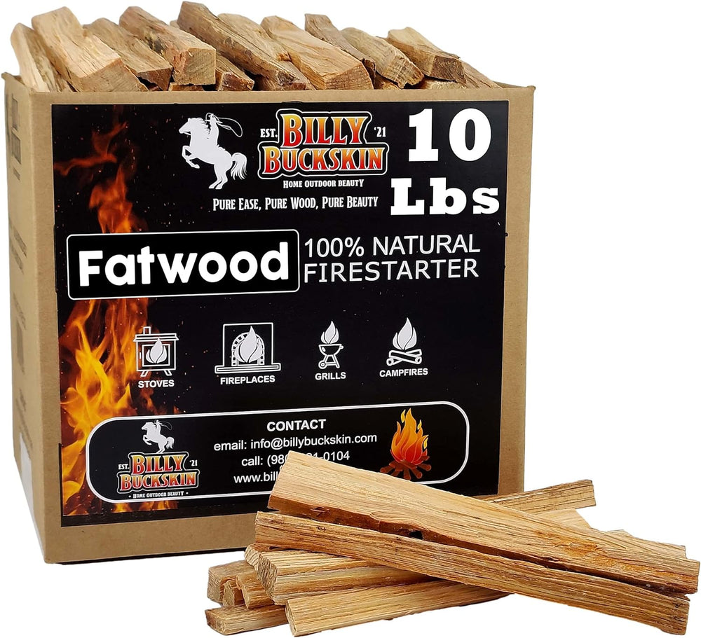 Billy Buckskin 10lb Fatwood Fire Starter Sticks, 100% Natural Firestarter