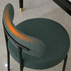 DYHOME Green Dining Chairs Set of 6, Mid-Century Modern Dining Chairs, Kitchen Dining Room Chairs, Curved Backrest Round Upholstered Boucle Sherpa Dining Chair with Black Metal Legs