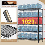 REIBII 5-Tier Wire Shelving Rack Storage Shelves Metal Shelves,1020 LBS Adjustable Heavy Duty Metal Shelving Units and Storage for Garage Pantry Bathroom 29" W X 14" D X 63" H