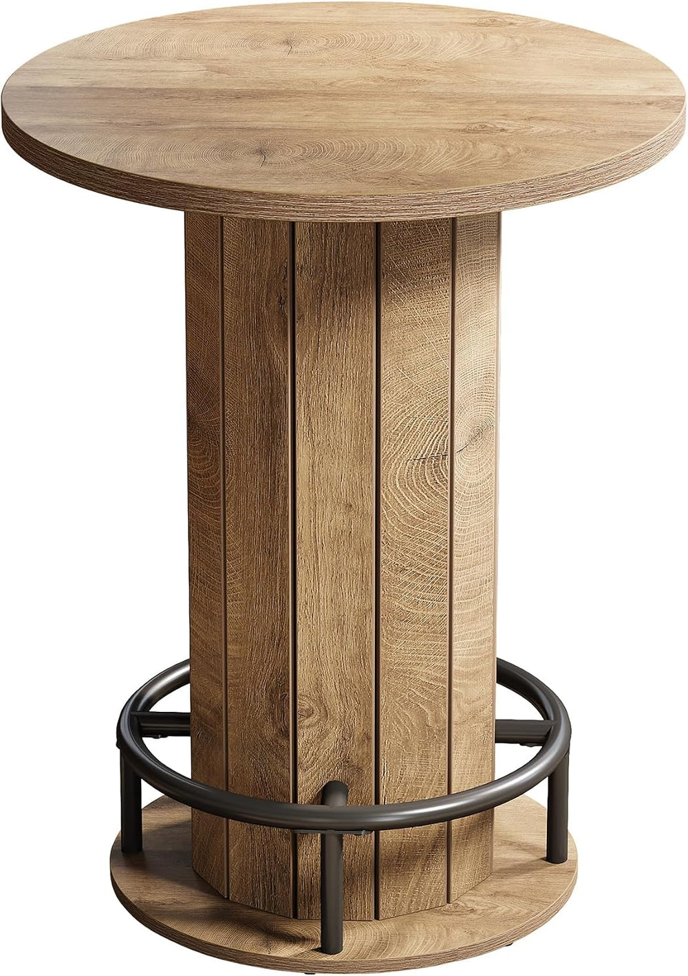 Tribesigns Small Round Dining Table, Bar Height Circle Kitchen Table with Foo...