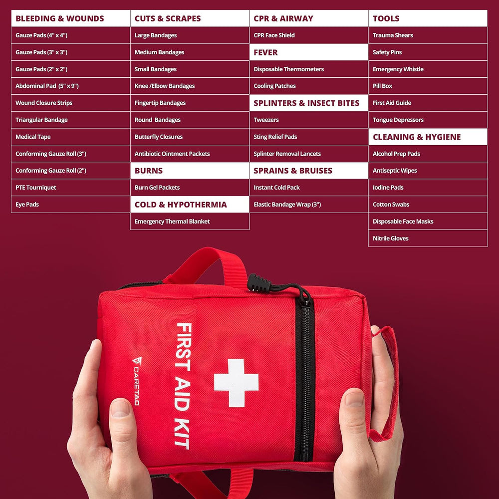 Caretac 500+ Piece Premium Large First Aid Kit, Fully Stocked Emergency Medic...