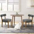 Modern Dining Chairs Set of 2, Walnut Upholstered Kitchen & Dining Room Chairs, Mid Century Wooden Dining Chairs Oversized Sturdy Fabric Rounded Chairs Curved Back, Dark Grey