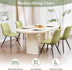 Dining Chairs Set of 4, Modern Dining Chairs with Thick Cushions, PU Leather Upholstered Kitchen Dining Room Chairs with Metal Legs for Dining Living Room (Green)