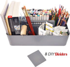 2 PACK - Portable DIY 8 Dividers Durable Plastic Tote Tool & Supply Cleaning Caddy with Handle Made In USA (Orion Gray)