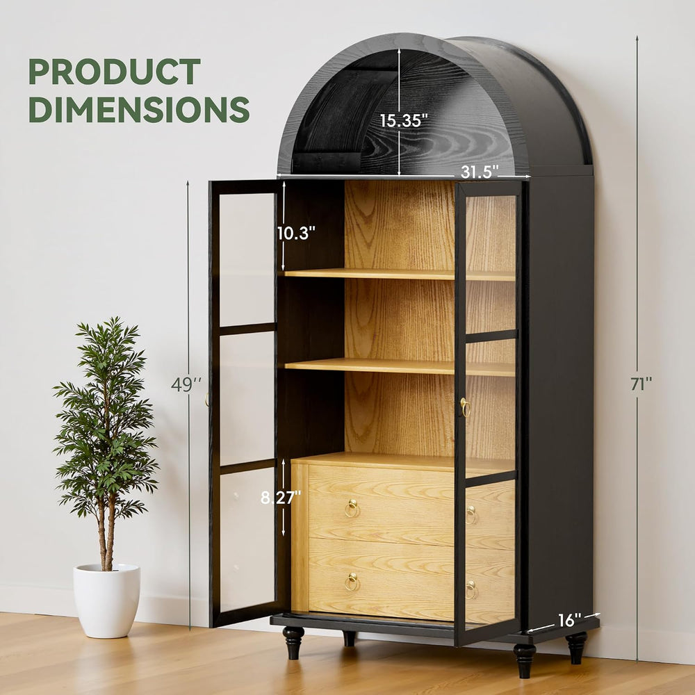 YESHOMY Kitchen Pantry Cabinet, 71" Arched Storage Cabinets Tall Pantry,...