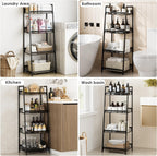 Masupu 4 Tier Bathroom Shelf, Bathroom Organizer and Storage for Small Space, Free-Standing Metal Rack Shelves Waterproof for Kitchen, Bathroom, Laundry, Toilet, Black