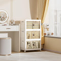 148 QT / 37 Gal Rolling Foldable Storage Cabinet with Stackable Feature - Double Magnetic Doors, Leather Handles, Durable Plastic for Closet/Office, Easy Assembly & Move
