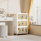 148 QT / 37 Gal Rolling Foldable Storage Cabinet with Stackable Feature - Double Magnetic Doors, Leather Handles, Durable Plastic for Closet/Office, Easy Assembly & Move