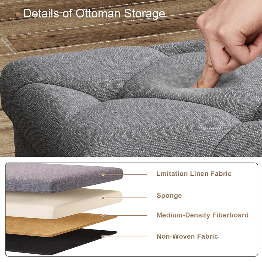 30 inch Storage Ottoman Bench, 30 inch Folding Storage Bench Ottoman, for Bed...