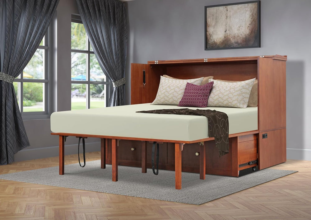 Mega Solutions Notturno Murphy Cabinet Bed Queen 8 inch Save Space in Style w...
