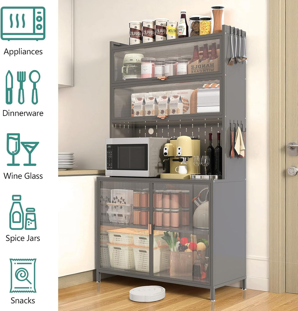 73'' Tall Kitchen Pantry Cabinet,Metal Pantry Cabinet with Adjustable...