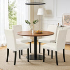 CHUN YI Upholstered Dining Chairs Set of 4, Fabric Dining Room Chairs with Solid Wood Legs, Modern Parson Chairs for Kitchen, Restaurant, Hotel, Ivory White