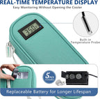 Insulin Cooler Travel Case TSA Approved with Temperature Display – Diabetic Medication Travel Case with 2 × 90g Ice Packs, Portable Medicine Organizer for 3–4 Insulin Pens and Diabetic Supplies(Green)