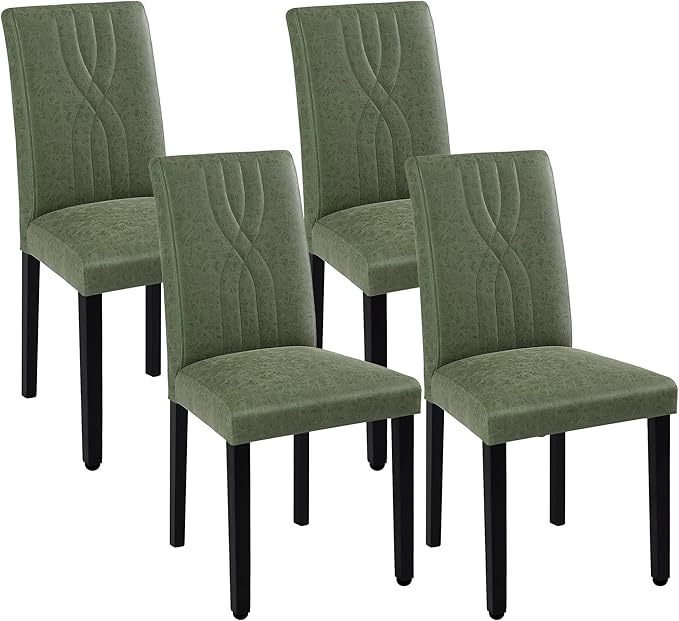 VECELO Upholstered Dining Chairs Set of 4, Modern PU Leather and Solid Wood L...