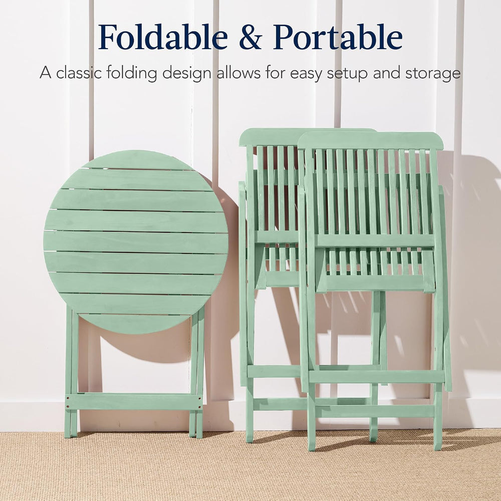 Best Choice Products 3-Piece Acacia Wood Bistro Set, Folding Patio Furniture ...