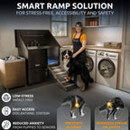 KANIS Black Line Professional Dog Washing Station - 304 Stainless Steel Pet Wash Sink & Grooming Bathtub w/Shower, Floor Grates and Storage for Large, Medium & Small Pets (40", 1 Drawer - Right Ramp)