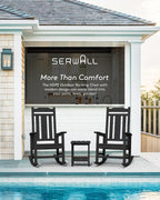 SERWALL Black Outdoor Rocking Chair Set of 2, All Weather Patio Rocking Chair, HDPE Poly Rocking Chair for Adults, Heavy Duty Front Porch Rocker
