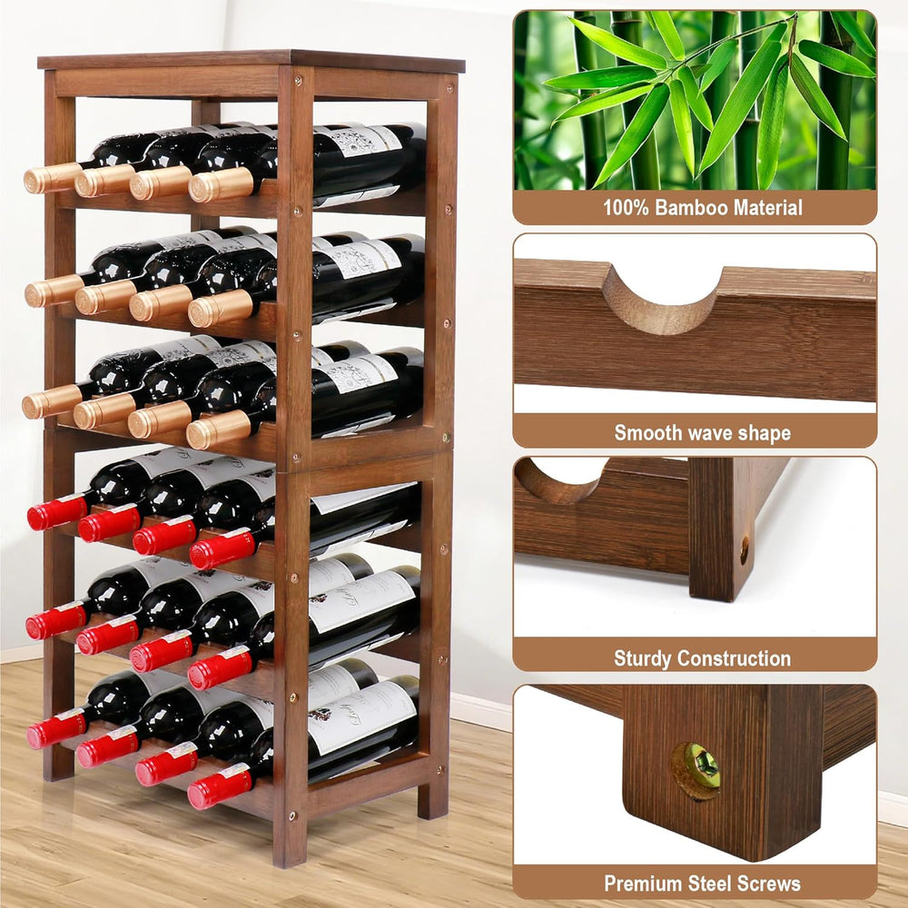 Wine Rack Freestanding Floor, 6-Tier Display Wine Storage Shelf | Holds 24 Bo...